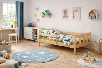 Postel Martin z masivu borovice 160x80 cm - PŘÍRODNÍ + rošt ZDARMA