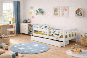 Postel Martin 160x80 cm - BÍLÁ + šuplík + rošt ZDARMA