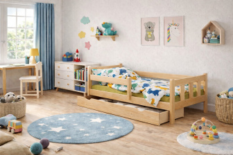 Postel Martin 180x80 cm - PŘÍRODNÍ + šuplík + rošt ZDARMA