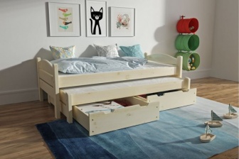 Postel Martin 90/200 a 80/190cm  masiv smrk - PRÍRODNÍ + šuplíky a rošt ZDARMA