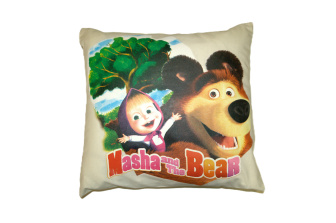Dětský povlak na polštář 40x40 cm - Máša a Medvěd / krém