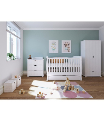 Postieľka 140/70 cm Margit - biela - 3v1 so šuplíkom