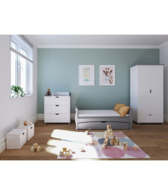 Postieľka 140/70 cm Margit - siva - 3v1 so šuplíkom