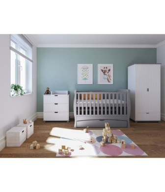 Postieľka 140/70 cm Margit - siva - 3v1 so šuplíkom