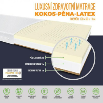 Zdravotný matrac Meditex 120 x 60 x 11 cm - latex / kokos