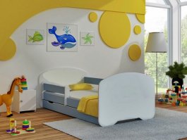 Postel Milena 90x200 cm se šuplíkem, roštem a matrací - modré