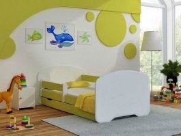 Postel Milena 160x80 cm se šuplíkem, roštem a matrací - lemon