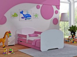 Postel Milena 140x70 cm se šuplíkem, roštem a matrací - růž