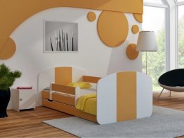 Postel Milošek 140x70 cm se šuplíkem, roštem a matrací - orange