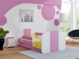 Postel Milošek 160x80 cm se šuplíkem, roštem a matrací - růž