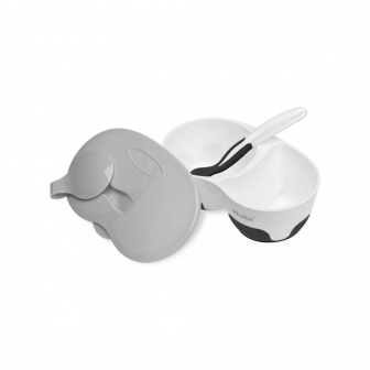 Miska dvojkomorová lyžička bielo/šedá