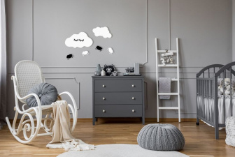 Dřevěná dekorace na zeď - mráčky s ovečkami