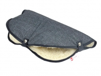 Rukávník na madla kočárků šedý len