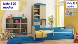 Postel Nela N20 140/70 cm + matrace + šuplík modrá