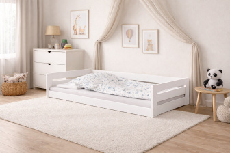 Postel z masivu Betka 200/90 cm - BÍLÁ + rošt ZDARMA