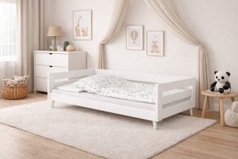 Postel z masivu Betka na nohách 160/80 cm - BÍLÁ + rošt ZDARMA