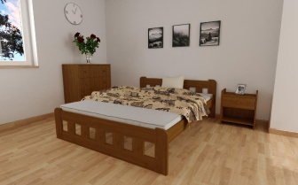 Postel Nika 160 x 200 cm dub masiv borovice zvýšená + rošt