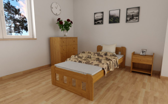 Postel Nika 90 x 200 cm olše masiv borovice zvýšená + rošt