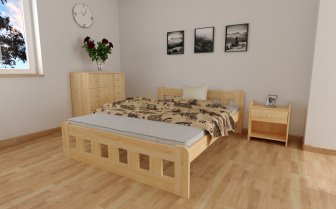 Postel Nika 120 x 200 cm  masiv borovice zvýšená + rošt