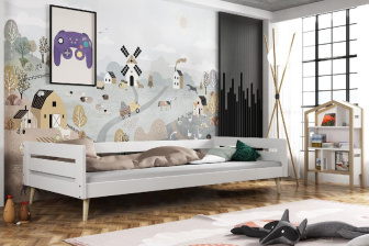 Postel z masivu Betka na nohách 160/80 cm - BÍLÁ + rošt ZDARMA