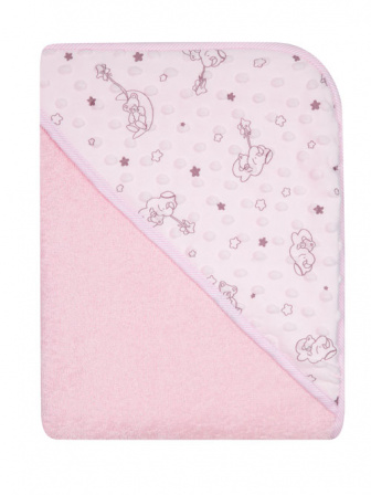 Dětská osuška froté s kapucí minky - růžová