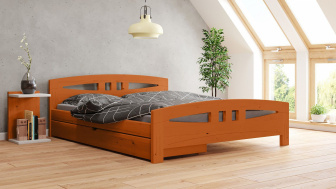 Postel Diana 160/200 cm - olše + šuplík - masiv smrk 3,5 cm