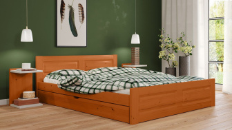 Postel Naďa 160/200 cm - olše + šuplík - masiv smrk 3,5 cm