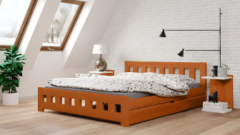 Postel Mirek 160/200 cm - olše + šuplík - masiv smrk 3,5 cm