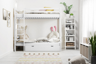 Patrová postel Olivia bílá 90/200 cm + šuplík + rošty ZDARMA