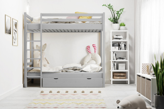 Patrová postel Olivia šedá 90/200 cm + šuplík + rošty ZDARMA