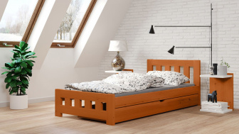 Postel Mirek 120/200 cm - olše + šuplík - masiv smrk 3,5 cm