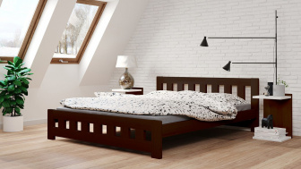 Postel Mirek 140/200 cm - ořech - masiv smrk 3,5 cm