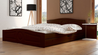 Postel Comfort 160/200 cm - ořech + šuplík - masiv smrk 3,5 cm