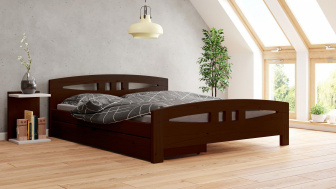 Postel Diana 180/200 cm - ořech + šuplík - masiv smrk 3,5 cm