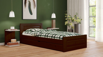 Postel Naďa 80/200 cm - ořech + šuplík - masiv smrk 3,5 cm