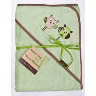 Bambusová osuška s kapucí 100x100 cm sovy zelená