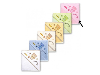 Detská froté osuška s kapucňou ružová 100x100 cm / Medveď