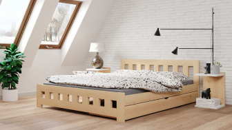 Postel Mirek 140/200 cm + šuplík - masiv smrk 3,5 cm