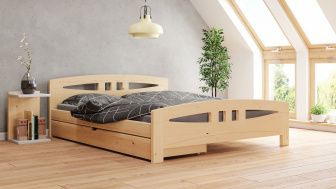 Postel Diana 160/200 cm + šuplík - masiv smrk 3,5 cm