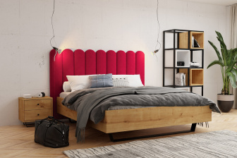 Čalouněný nástěnný panel plot 20 x 120 x 5 cm rubínová