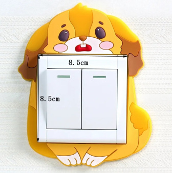 Svítící 3D silikonová dekorace vypínače - pes žlutý