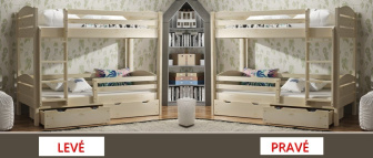 Patrová posteľ Petr BIS z masívu smrk 90x200 cm - PRÍRODNÁ  + rošty a zásuvky ZADARMO