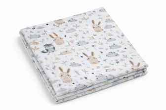 Plena bavlna potisk - Sova a zajíc