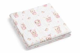 Plena bavlna potisk - Zajíček/ růžová