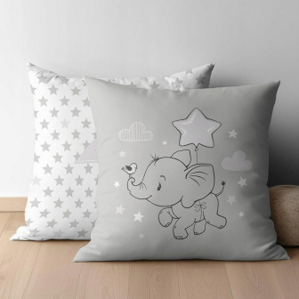 Detské obliečky na vankúš 40x40 cm - Little Star Sloník / šedá