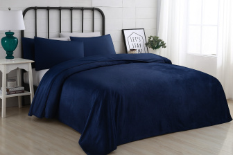 Přehoz na postel VELVET se vzorem 200/220 cm - tmavě modrá