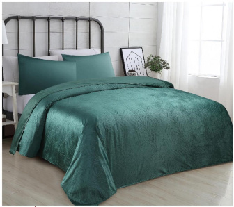 Přehoz na postel VELVET se vzorem 200/220 cm - tmavě zelená