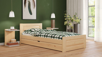 Postel Naďa 120/200 cm + šuplík - masiv smrk 3,5 cm
