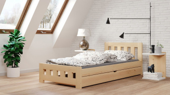 Postel Mirek 120/200 cm + šuplík - masiv smrk 3,5 cm