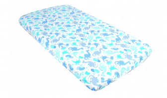 Prostěradlo bavlněné s gumkou 120/60 cm - modrý dino